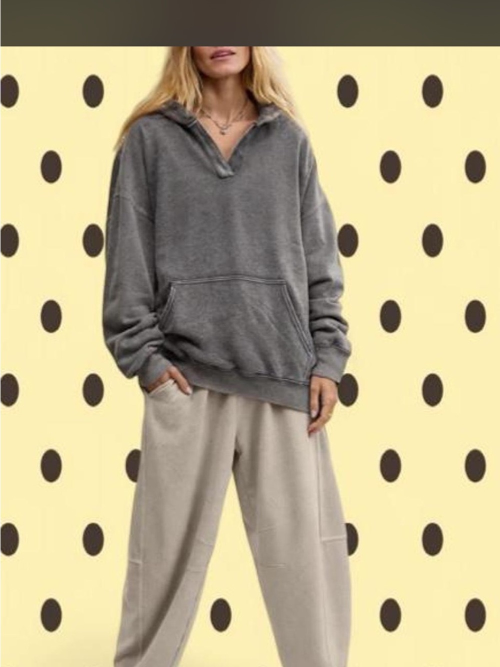 Aerie Oversized S Acid wash Gray Pullover Hoodie - Casual Relaxed Fit
